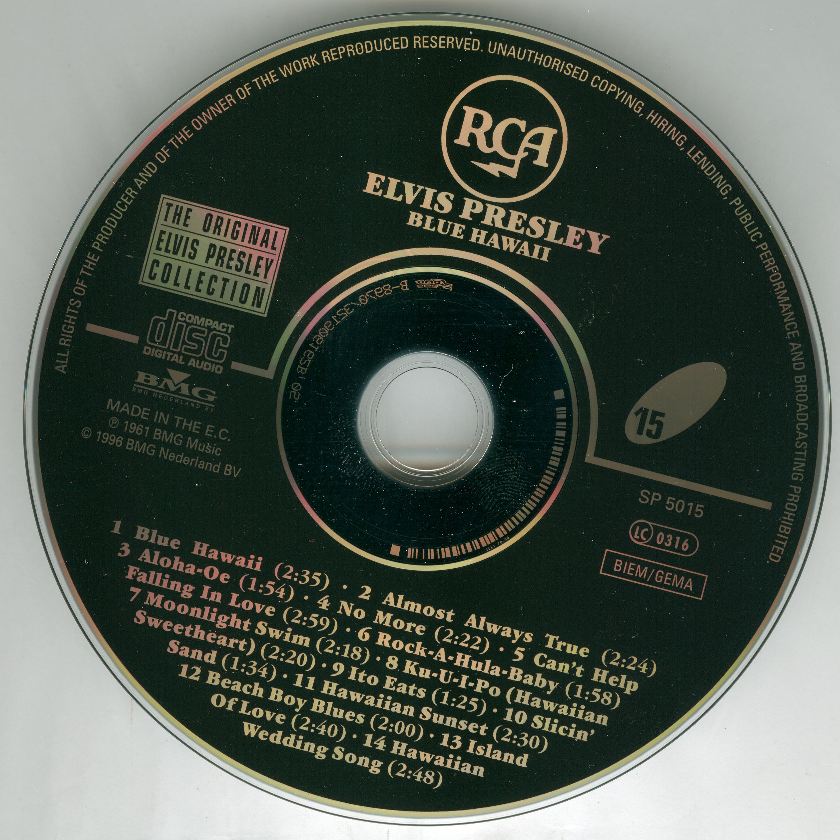 Elvis Presley  The Original Elvis Presley Collection 15; Blue Hawaii : CD